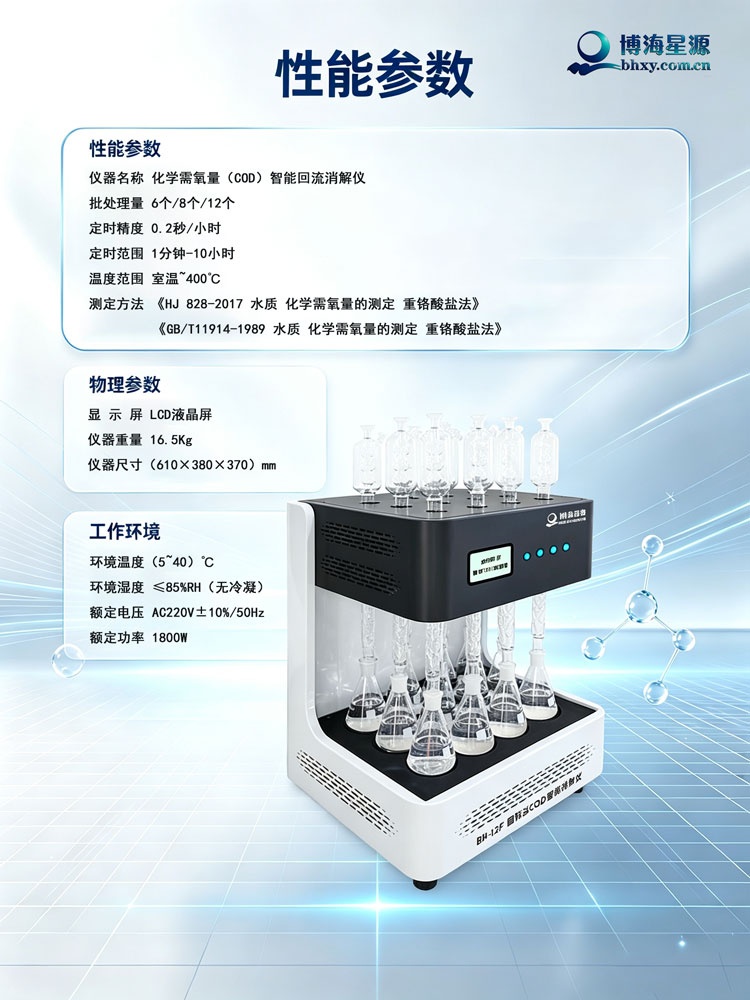高效节能 COD 消解仪 BH6F/8F/12F 智能回流双冷却款